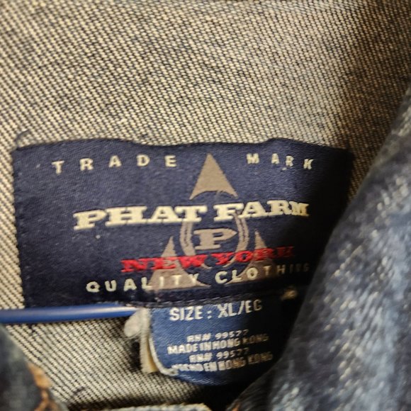 Phat Farm Embroidered Button Down Denim Jean Jacket Vintage Y2K RARE - Picture 3 of 7